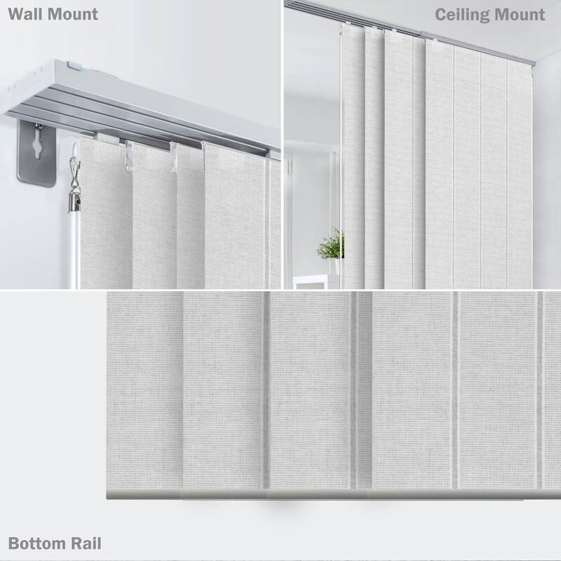 GoDear Design Natural Woven Adjustable Sliding Panel Track Blinds, Vertical Blinds, Timeless Series, 45.8"- 86" W x 96" L