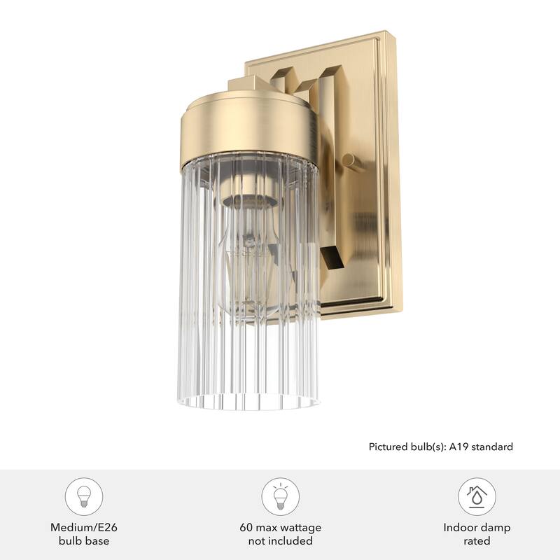 Hunter Gatz 1-Light Wall Sconce Light - Glam, Contemporary, Transitional - Damp Rated!