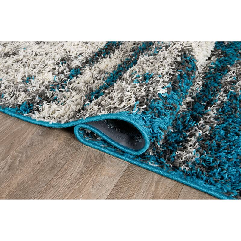World Rug Gallery Modern Abstract Design Plush Shag Area Rug