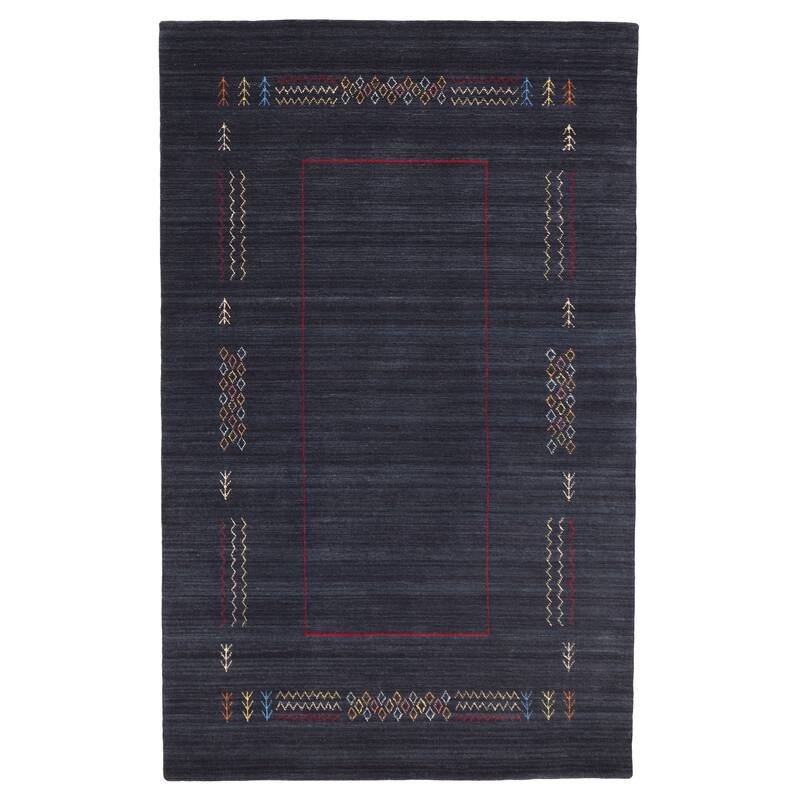 ECARPETGALLERY Hand Loomed Kashkuli Gabbeh Dark Navy Wool Rug - 4'11 x 7'11