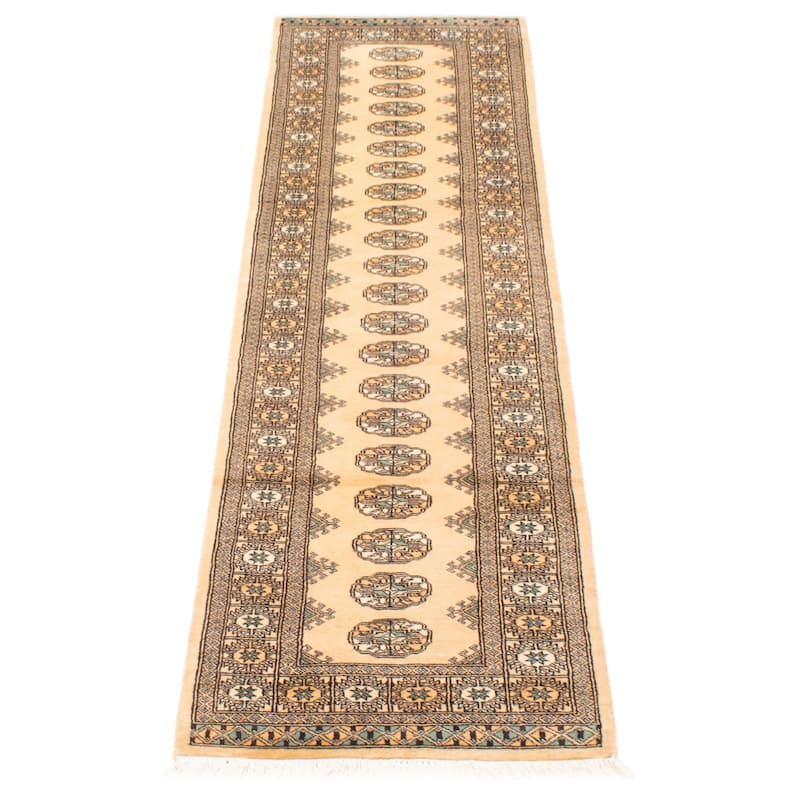 ECARPETGALLERY Hand-knotted Finest Peshawar Bokhara Beige Wool Rug - 2'7 x 10'1