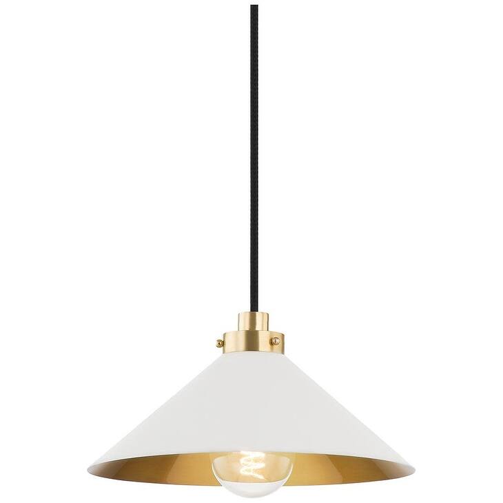 Hudson Valley Lighting MDS1401 Clivedon 12" Wide Pendant - Aged Brass / Off White
