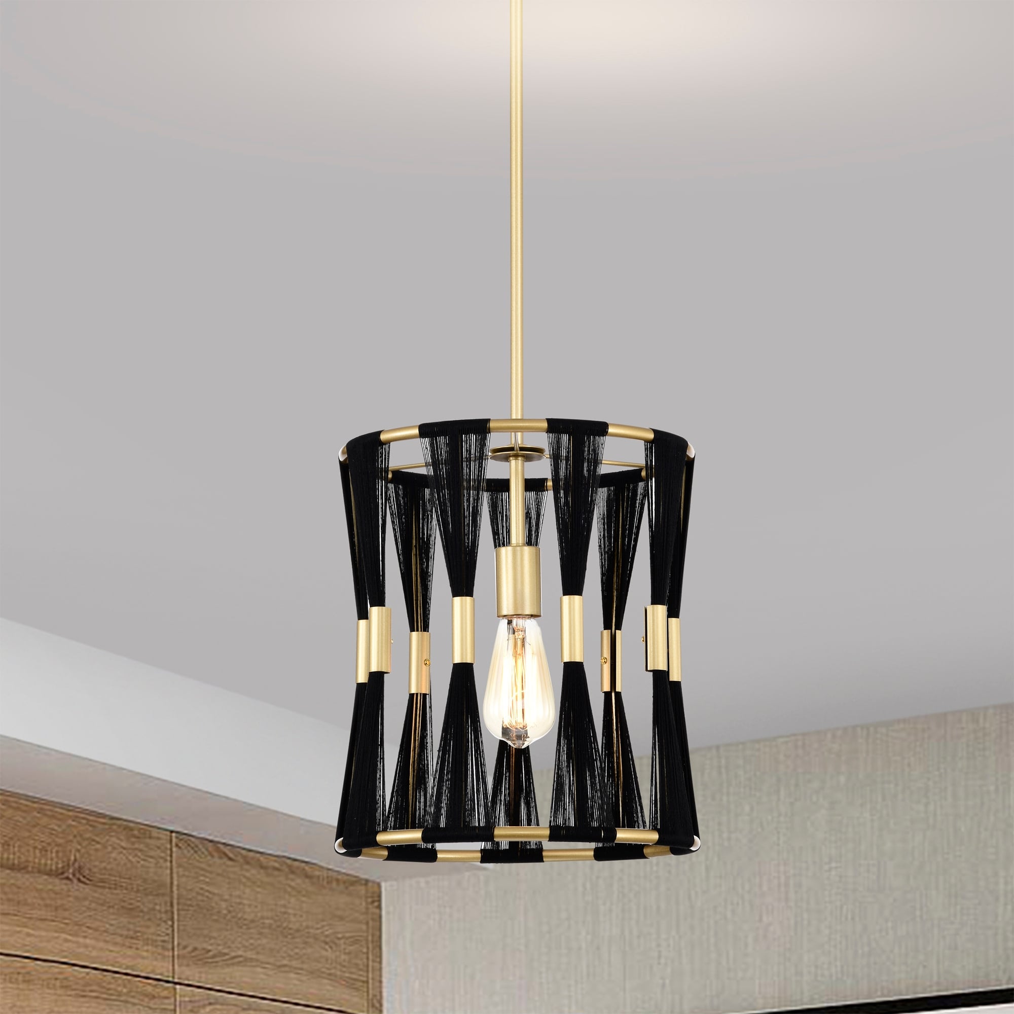 Warehouse of Tiffany Mulus 13 Inch Glam Gold Finish Single Light Pendant