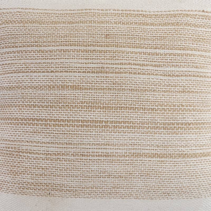 Sevita Ivory and Jute Striped and Bordered Throw Pillow