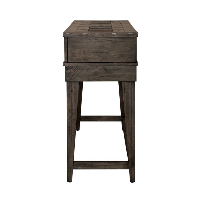 Arrowcreek Weathered Stone Console Bar Table- Charging Station, Reclaimed Wood & Stone