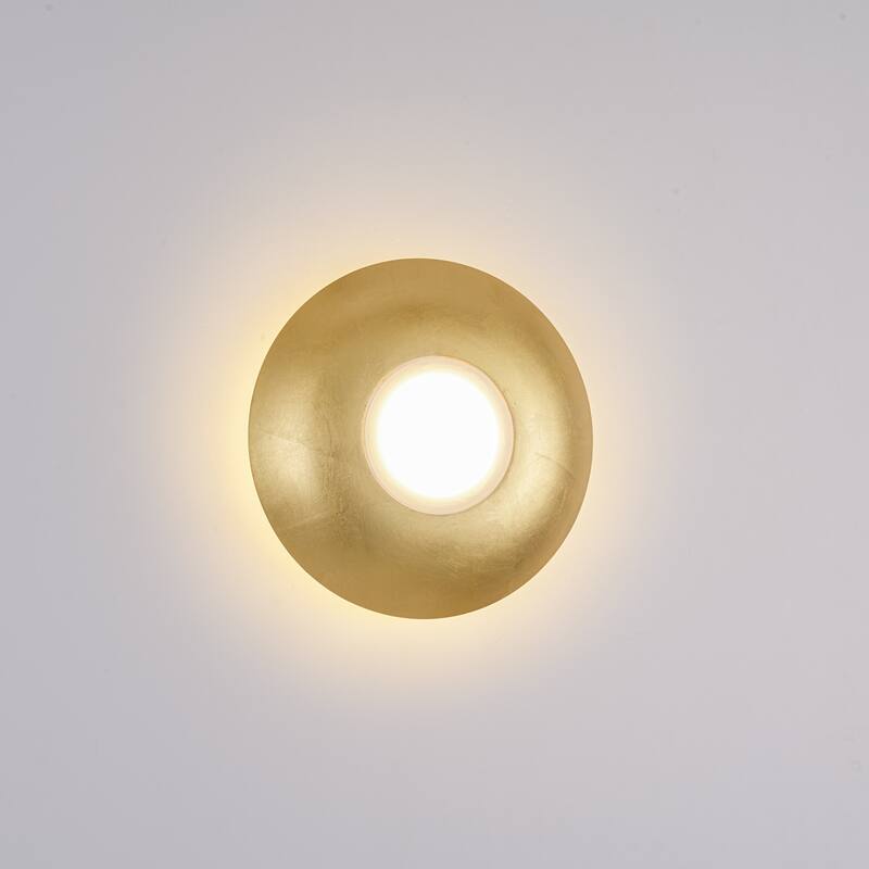 1-Light Retro Luxury Gold Foil LED Energy-Saving Central Light Wall Sconce for Living Room - 12.6 in. W x 3 in. D x 12.6 in. H - 12.6 in. W x 3 in. D x 12.6 in. H - Gold