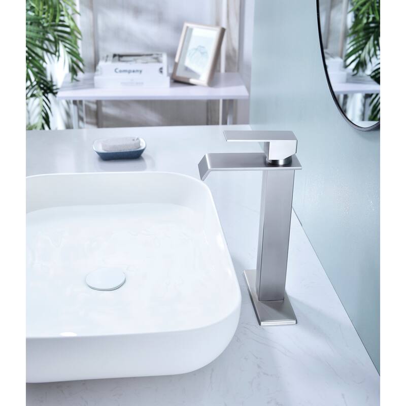 Modern Single Handle Sink Vanity Bathroom Faucet with Waterfall Spout, Anti Corrosion, Anti Rust, Easy Clean