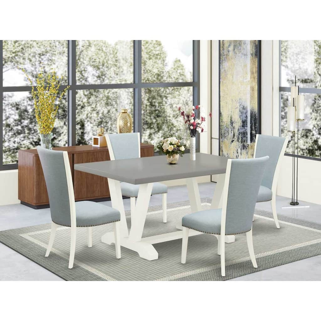 HomeStock 5-Piece Natural Oak Finish Solid Wood Top Dining table with 4-Chairs