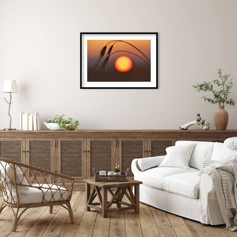 Wheat and Sunrise by Dennis Frates Wood Framed Wall Art Print