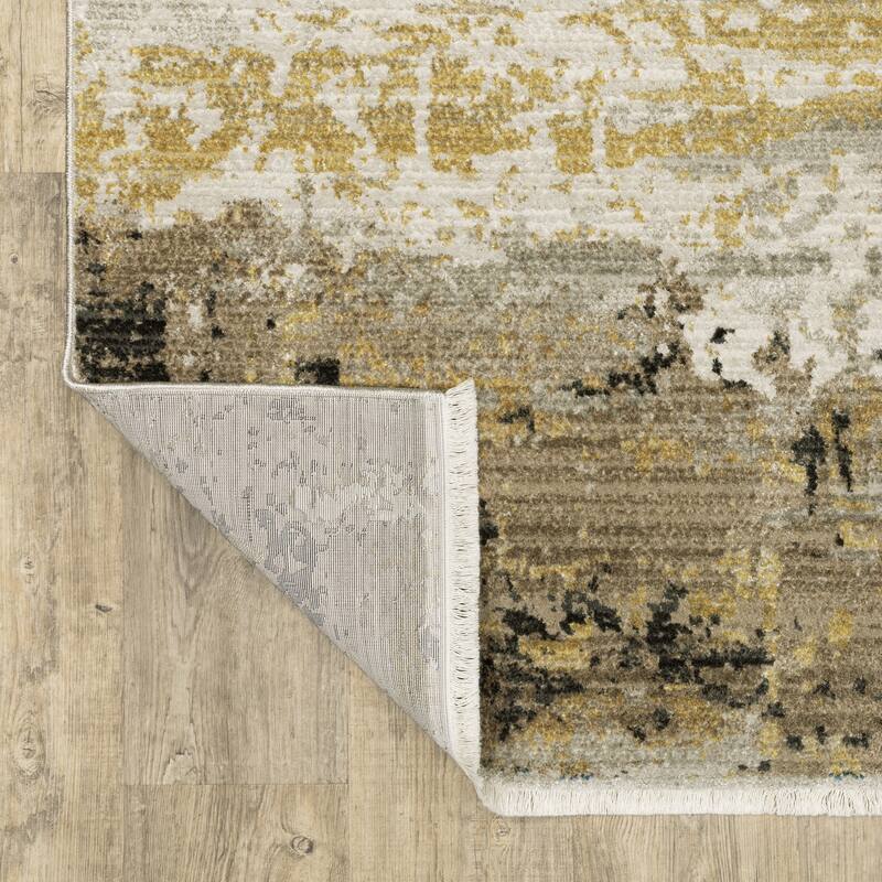 Style Haven Boulevard Power-Loom Recycled P.E.T. Abstract Gold/ Black Rug-