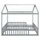 preview thumbnail 9 of 33, Double Twin House-Style Floor Bed with Fence,Guardrails,Without Door