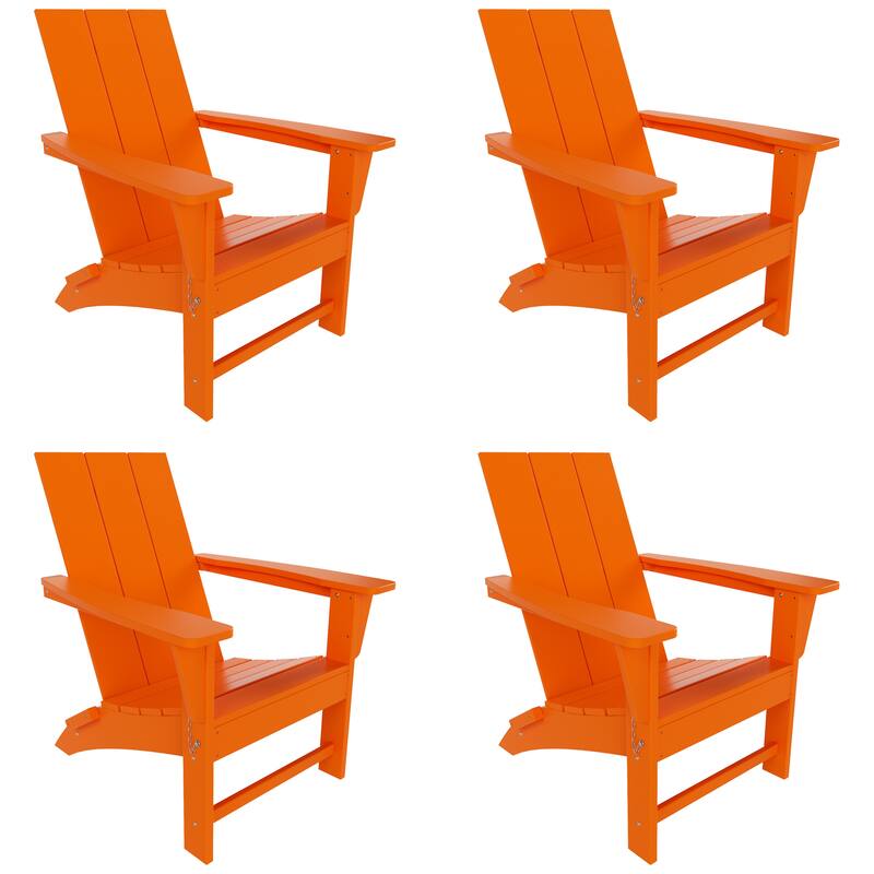 Polytrends Shoreside Modern Poly Folding Eco-Friendly All Weather Adirondack Chair (Set of 4)