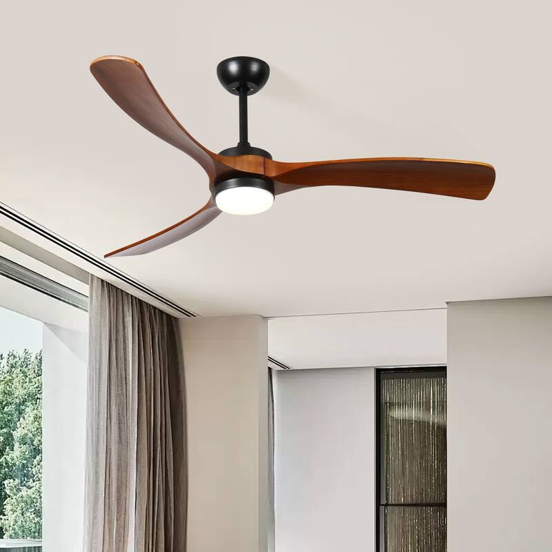 52 Inch Solid Wood Ceiling Fan with Light and Remote Control