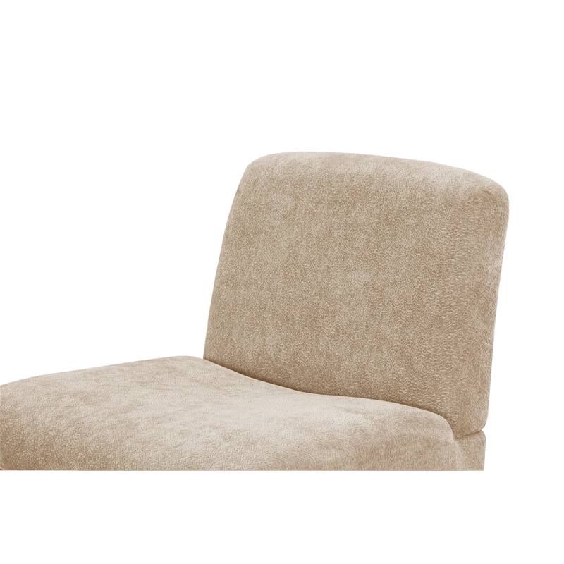 Armless Chair With Wood Legs And Soft Fabric