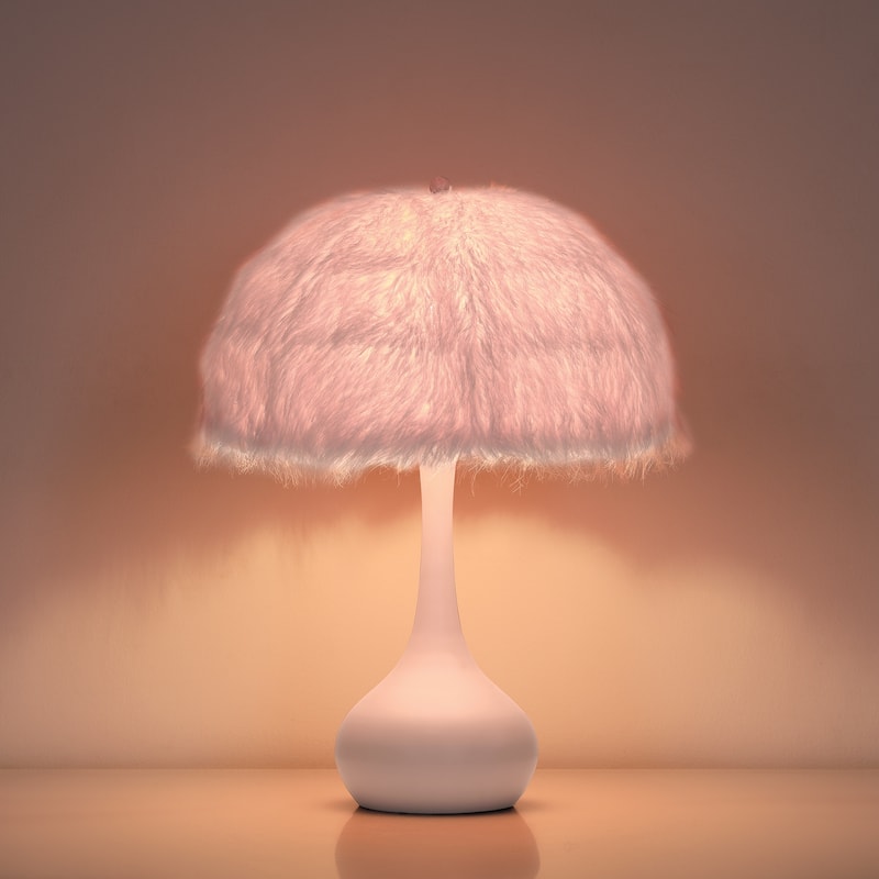 Acroma Teardrop Base Spherical Table Lamp with Feather Accents