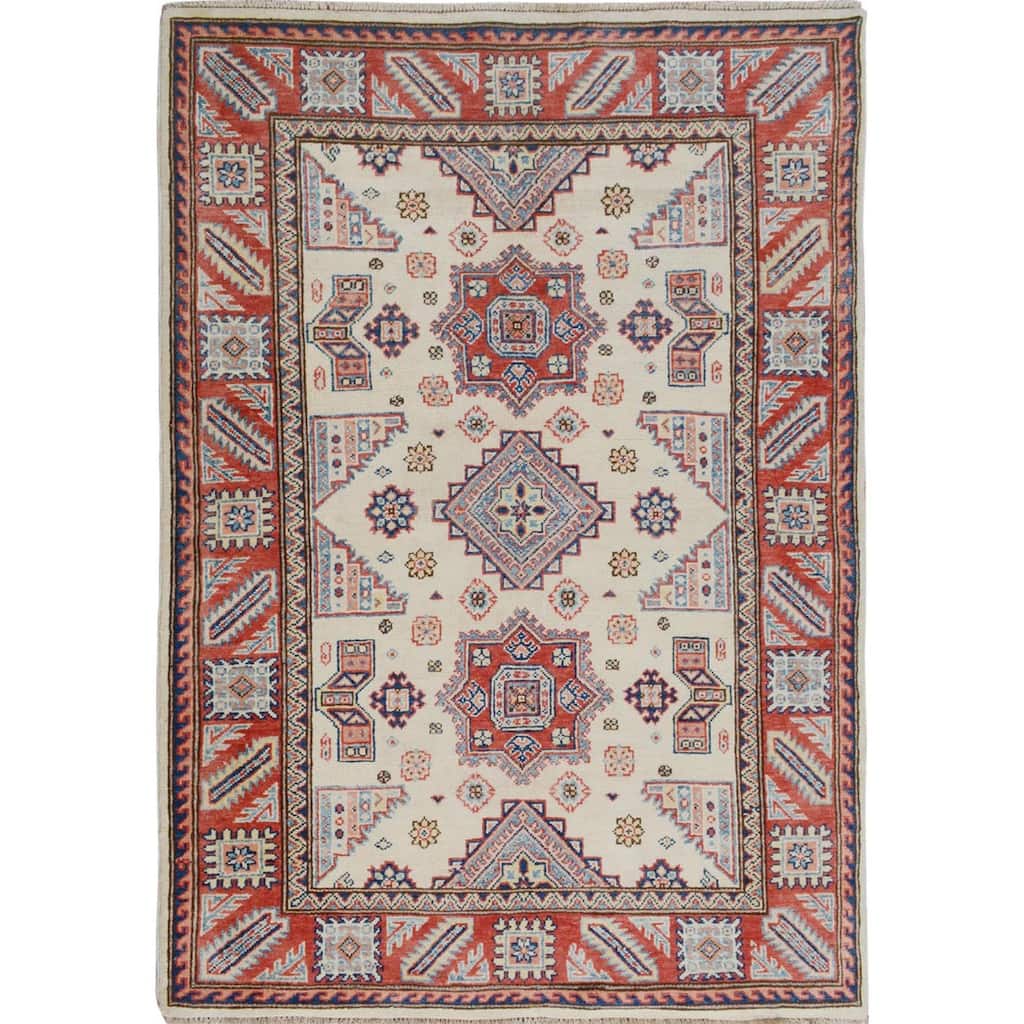 Special Kazak Tribal Design Pure Wool Handmade Rug(4'x5'6") - 4'0" x 5'6"