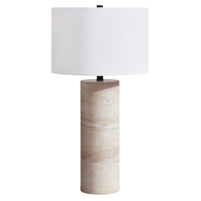 Corbett 29" Tall Natural Travertine Stone Table Lamp with Fabric Shade - 15" Wide