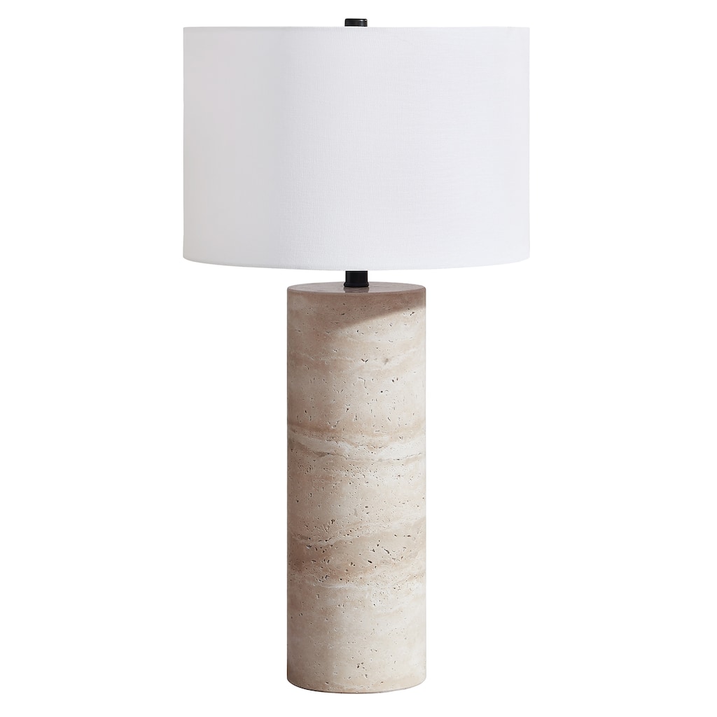 Corbett 29" Tall Natural Travertine Stone Table Lamp with Fabric Shade - 15" Wide