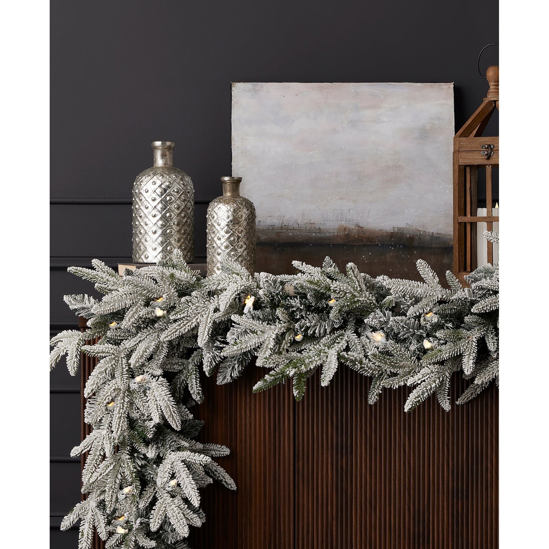 Flocked garland battery operated sale