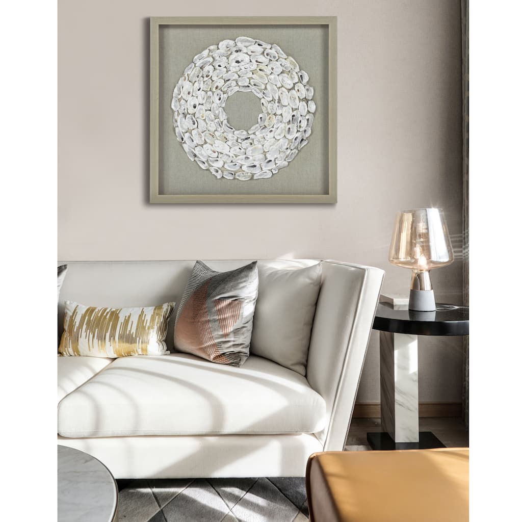 HUJI Oyster Shell Rings Shadow Box Wall Decor