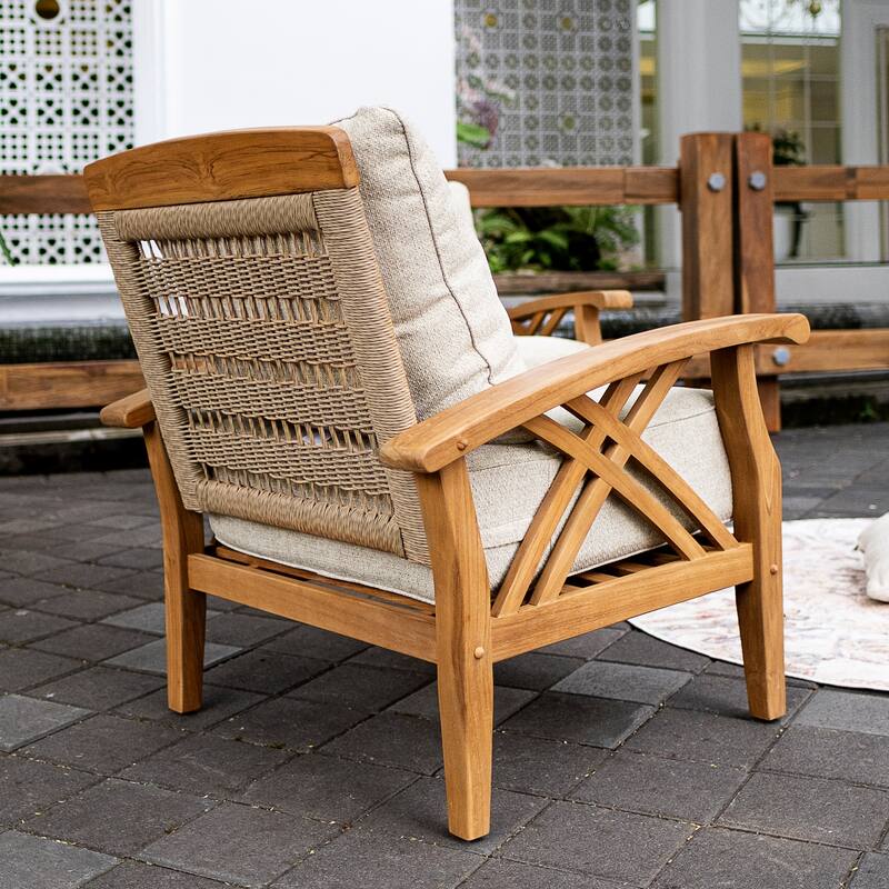 Cambridge Casual Carmel 3-Piece Teak Patio Chat Set with Cushions