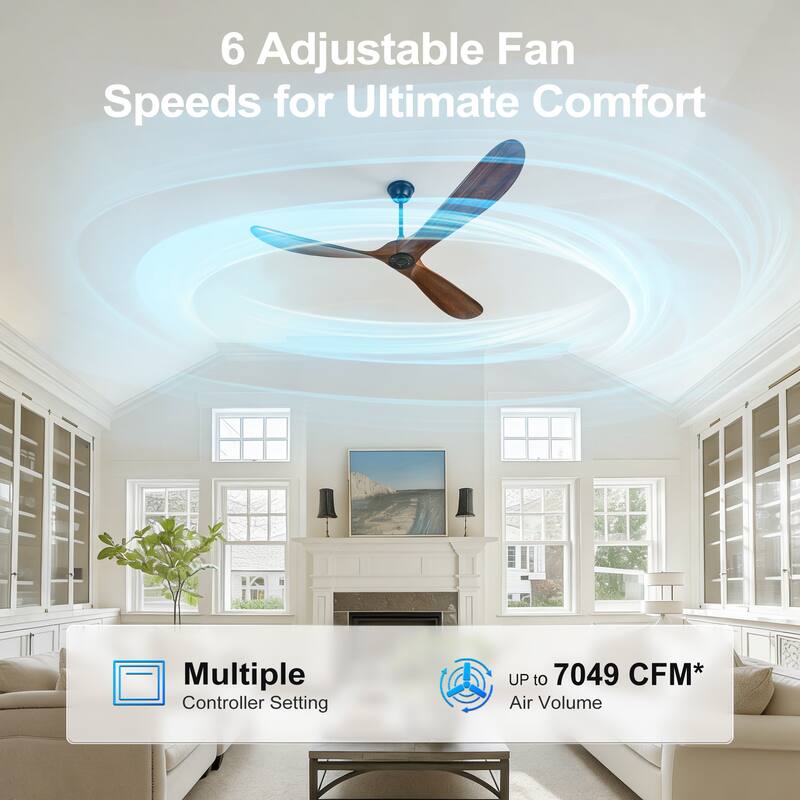 72"Large Size Solid Wood Ceiling Fan without Lights with Remote Control and Wall Switch, for Patio,Indoor,Living Room,Bedroom