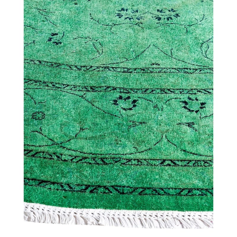 Fine Vibrance One-of-a-Kind Hand-Knotted Area Rug - Green, 8' 1" x 8' 1" - 8' 1" x 8' 1"