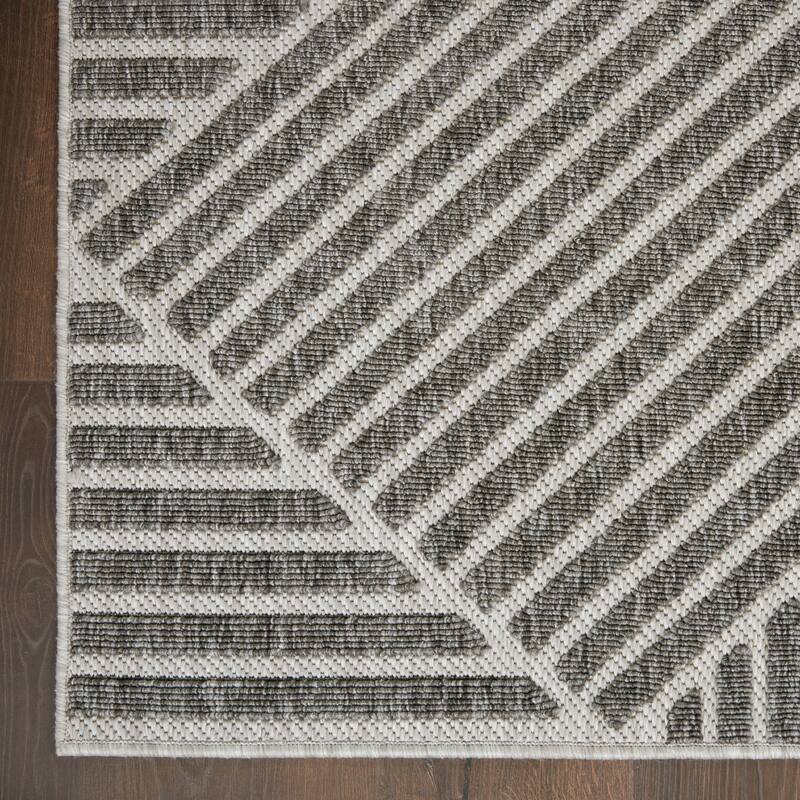 Nourison Palamos Textured Geometric Stripes Indoor/ Outdoor Area Rug