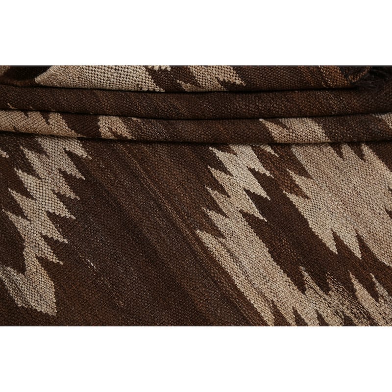 Natural Dye Tribal Geometric Kilim Oriental Wool Area Rug Flat-weave - 4'11" x 6'7"