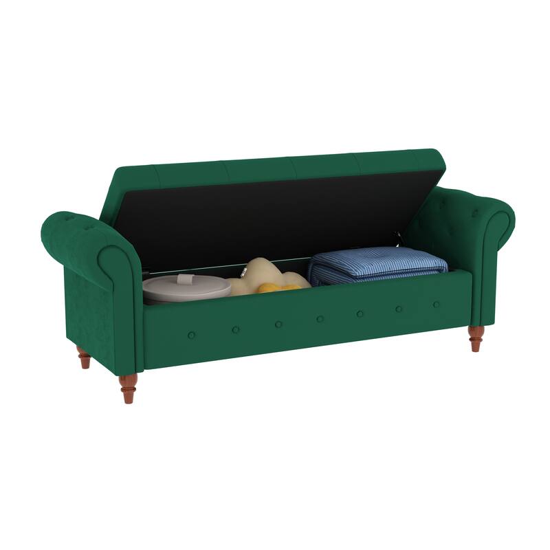 63" Fabric Bed Bench With Storage