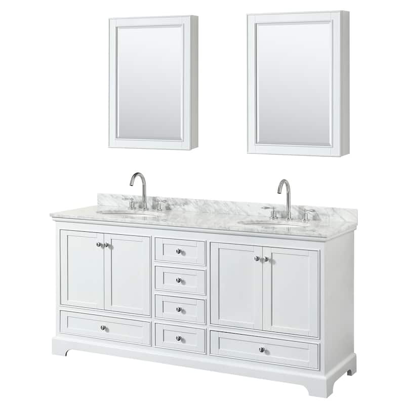 Deborah 72-inch Double Vanity, Oval Sinks, Medicine Cabinets