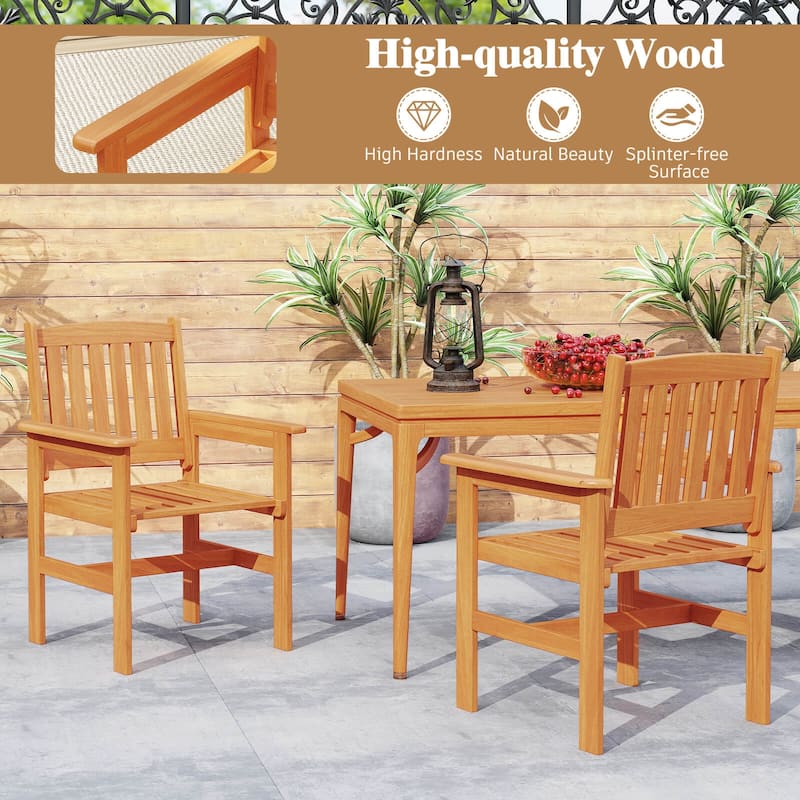 Costway 7 PCS Patio Wood Dining Table Set with 2” Umbrella Hole - See Details