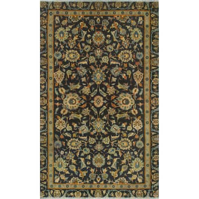 Noori Rug Fine Vintage Distressed Jameel Navy/Orange Rug - 3'7" x 6'1"