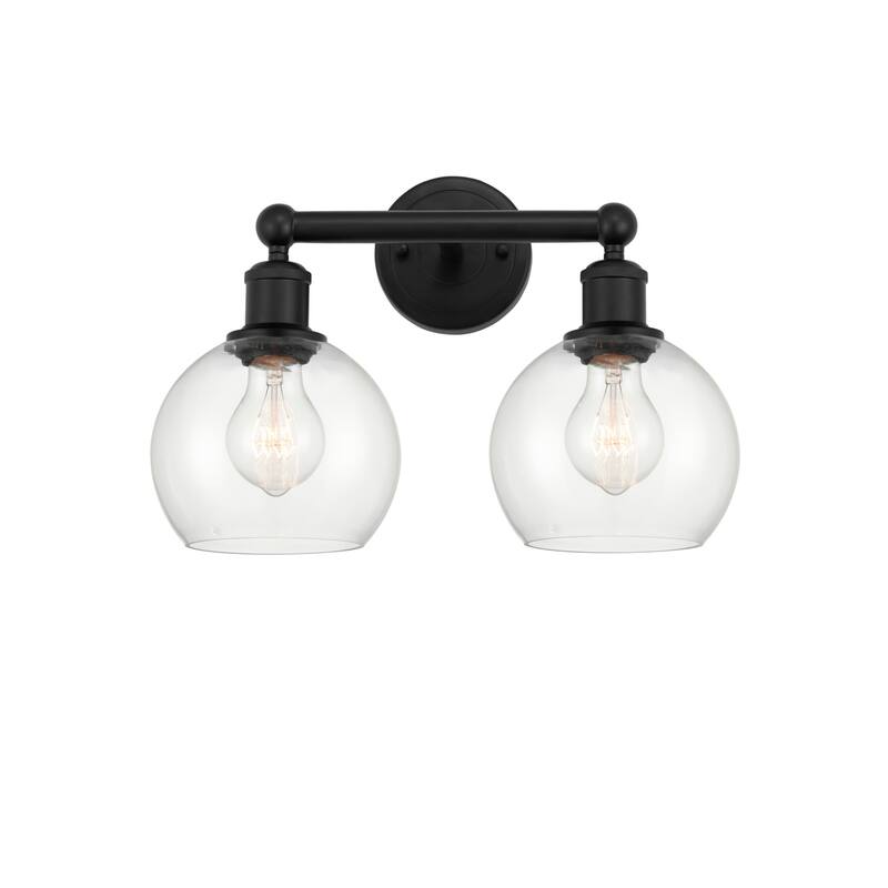 Innovations Lighting 616-2W-11-15 Athens Vanity Athens Deco Swirl 2 - Matte Black / Clear