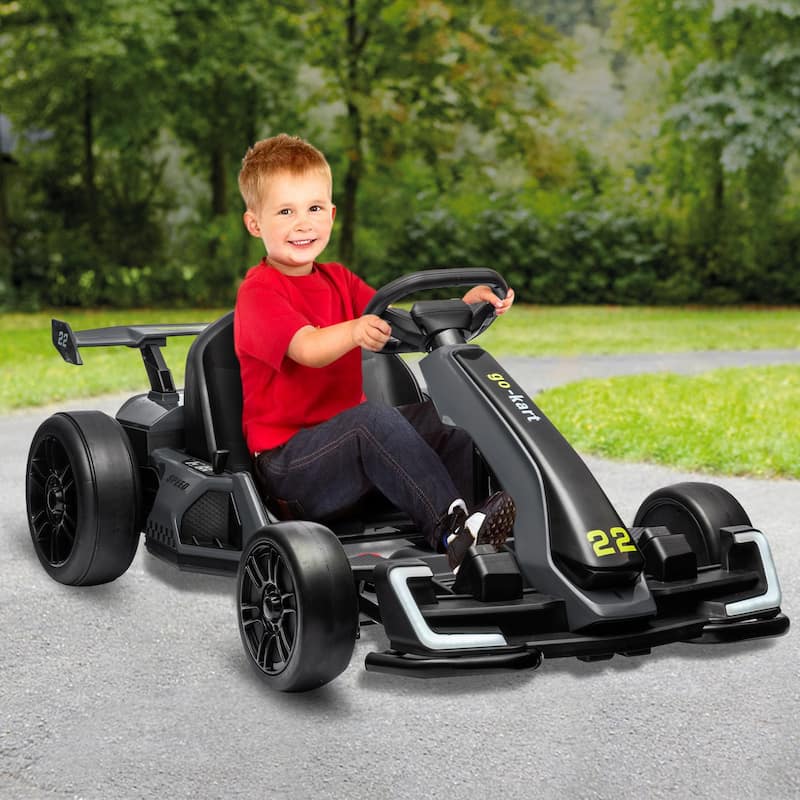 24V Electric Go Kart for Kids, Powerful Drift Kart with 2 * 150W Motors