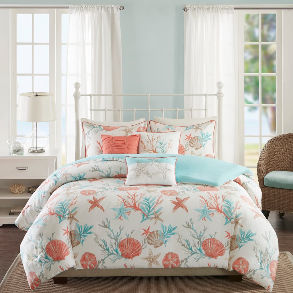 GDF Studio - Pebble Beach Cotton Sateen Duvet Cover Set with Decorative Pillows