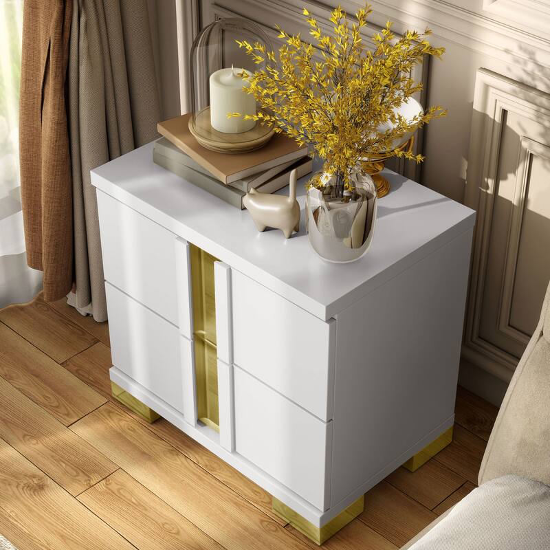 Furniture of America Halifax Modern Rubberwood 2-Drawer Nightstand