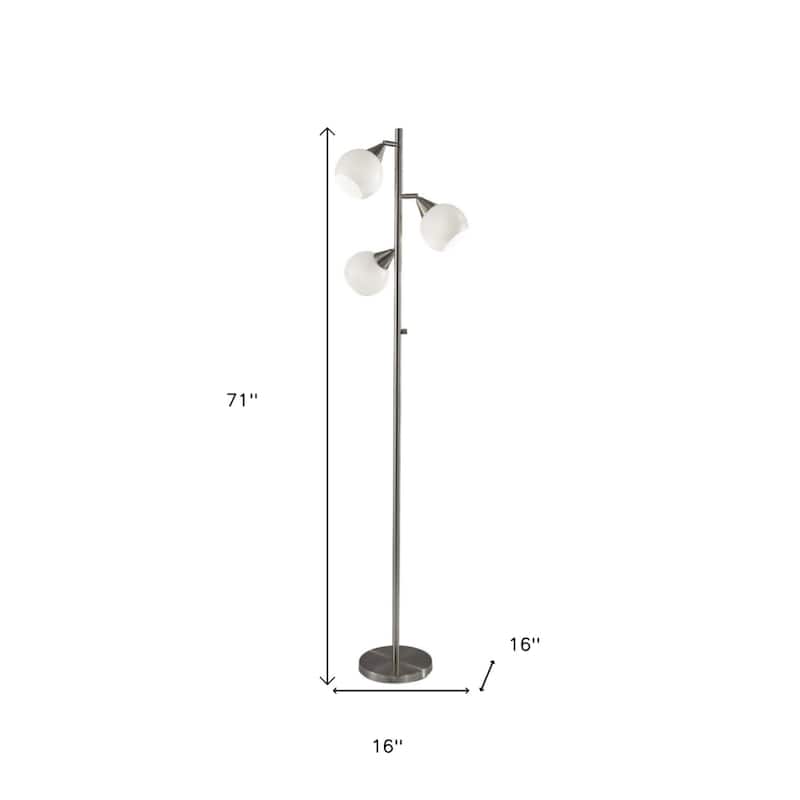 Silver Metal Dome Shade Traditional Floor Lamp with Rotary Switch 71 Inches - 16” x 16” x 71” (D x W x H)