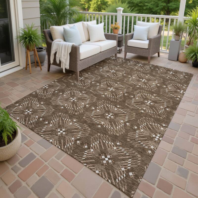 Machine Washable Indoor/ Outdoor Modern Frontenac Chantille Rug - Chocolate - 3' x 5'