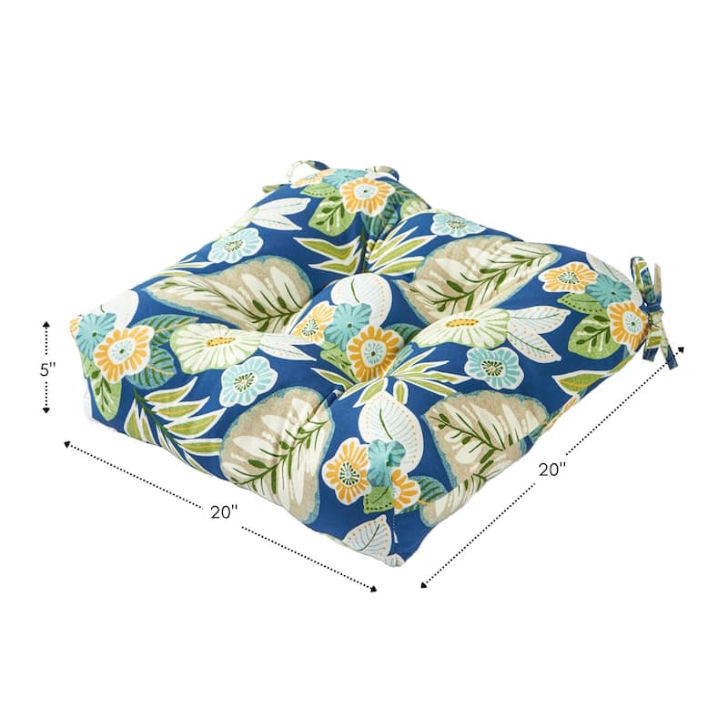 Marlow Blue Floral 20-inch Outdoor Chair Cushion by Greendale Home Fashions - 20w x 20l