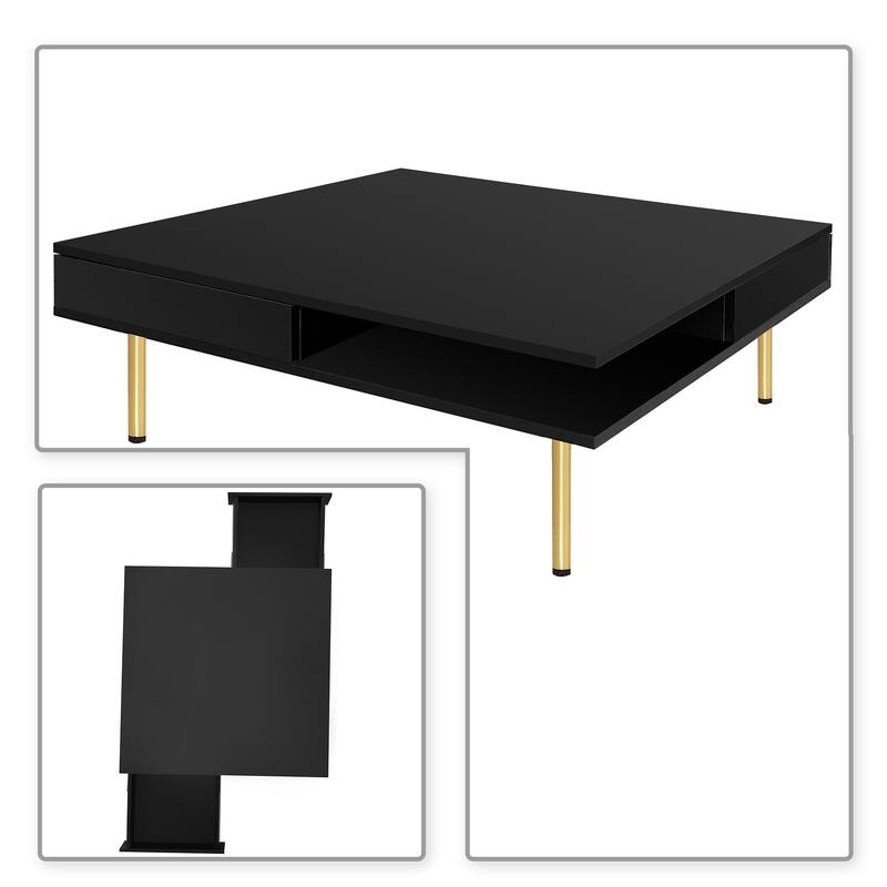 Contemporary Classic High Gloss Wooden Square Coffee Table