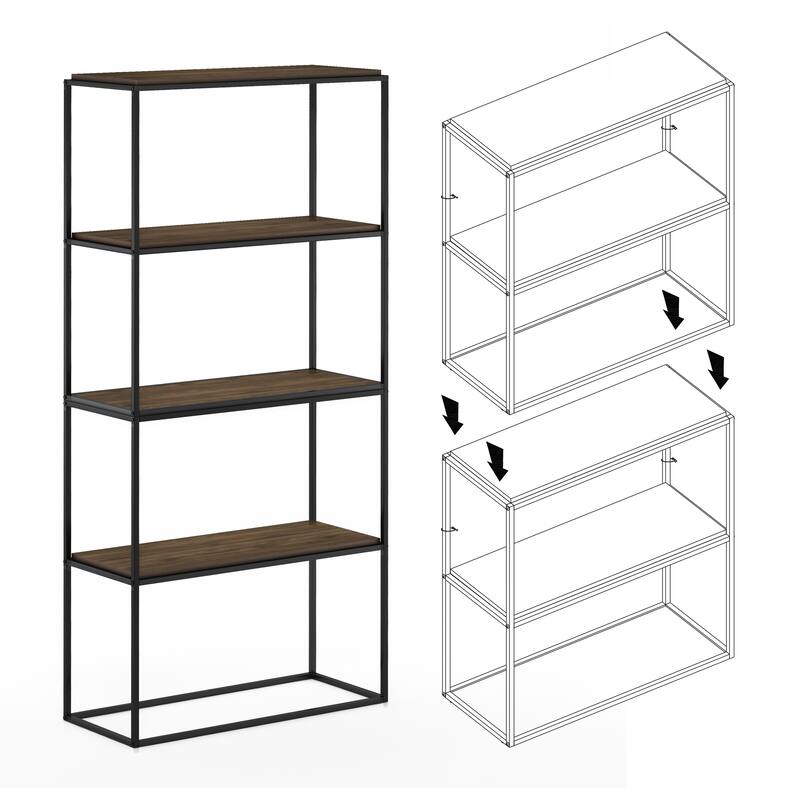 Furinno Moretti Modern Lifestyle Wide Stackable Shelf, 2-Tier, Columbia Walnut
