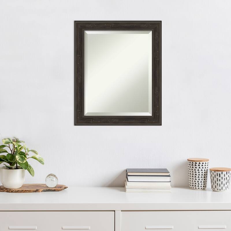 Beveled Wall Mirror - Shipwreck Black Narrow Frame