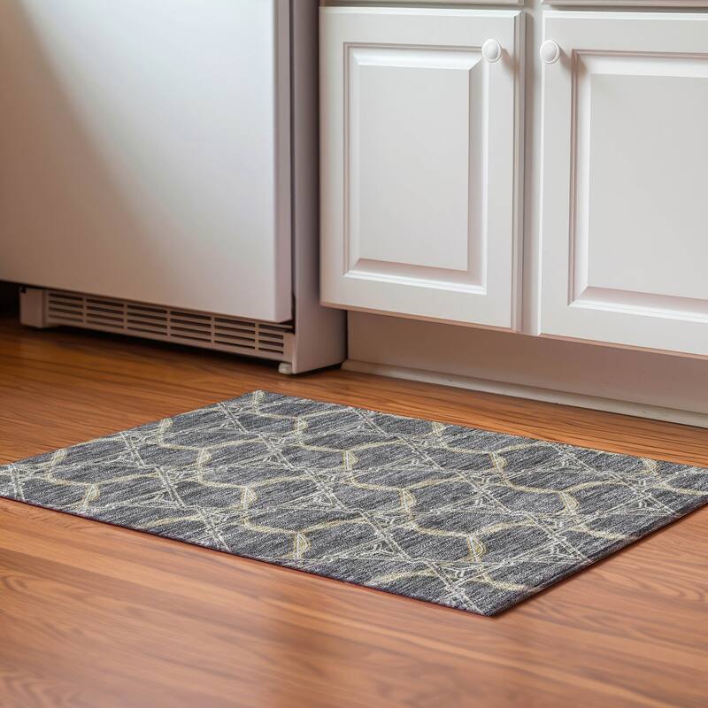 Premium Washable Super Soft Modern Tangle Mayfield Rug - Charcoal - 1'8" x 2'6"