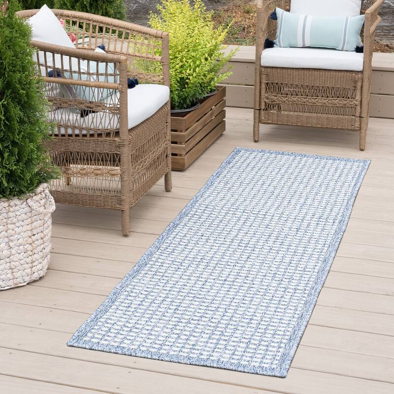 Dennis Coastal Windowpane Indoor/Outdoor Area Rug