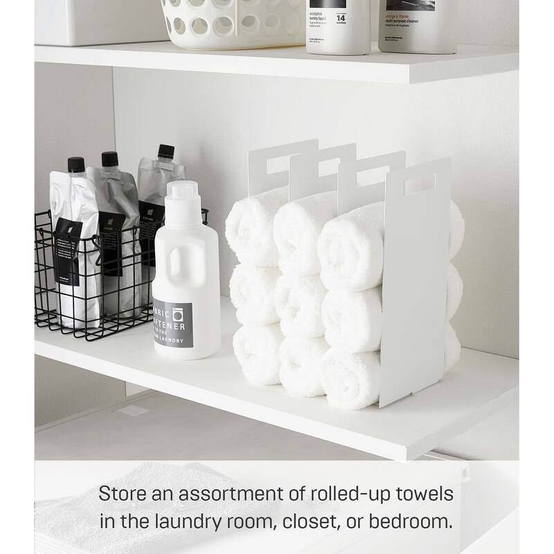 Yamazaki Home Towel Storage Organizer, Steel - L 5.71 x W 5.71 x H 11.81 inches