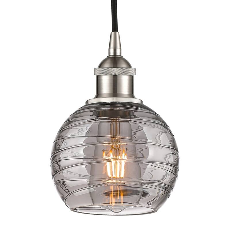 Innovations Lighting 616-1P 8 6 Athens Deco Swirl Pendant Athens Deco - Brushed Satin Nickel / Light Smoke Deco Swirl
