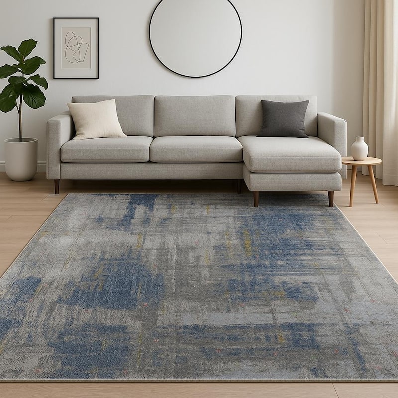 HomeRoots Abstract Contemporary Rectangle Area Rug - 120.00 in. x 96.00 in. x 0.25 in. - 120.00 in. x 96.00 in.  x 0.25 in.