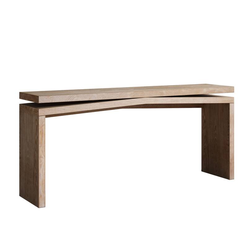 65-Inch Rustic Solid Wood Veneer Console Table, Long Farmhouse Entryway Sofa Table for Living Room, Hallway, Behind Couch