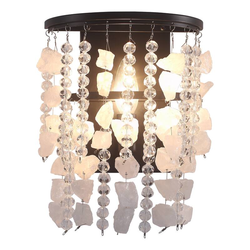 1 - Light Contemporary Wall Sconce with Crystal and Stone Embellishments - Matte black - Matte black